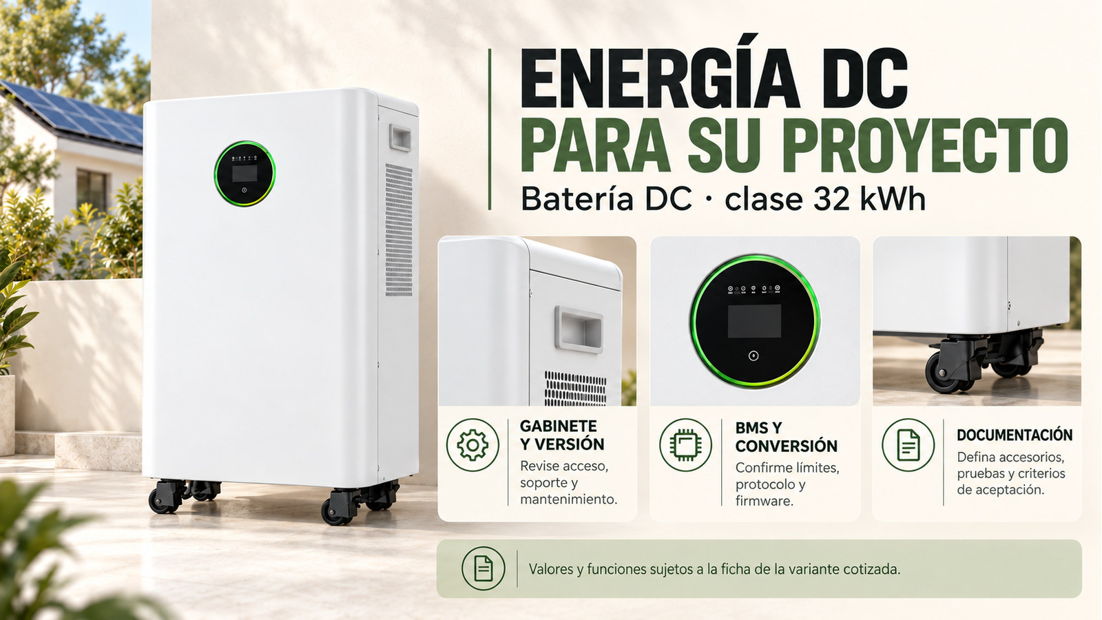 Selección y documentación de Batería DC · clase 32 kWh