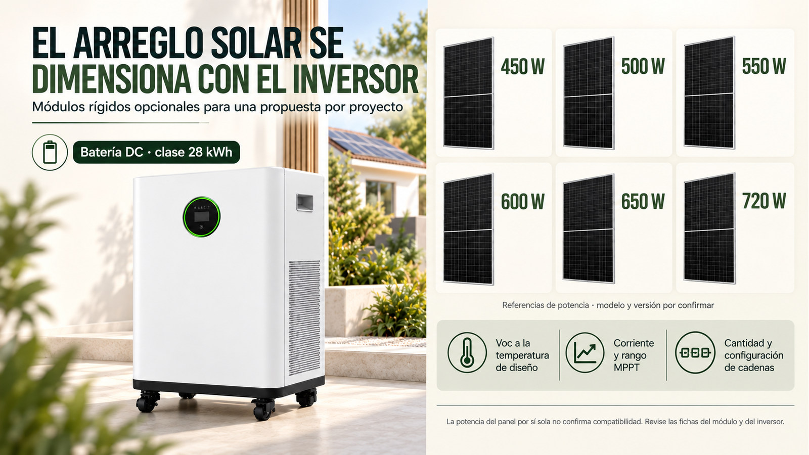 Selección y documentación de Batería DC · clase 28 kWh
