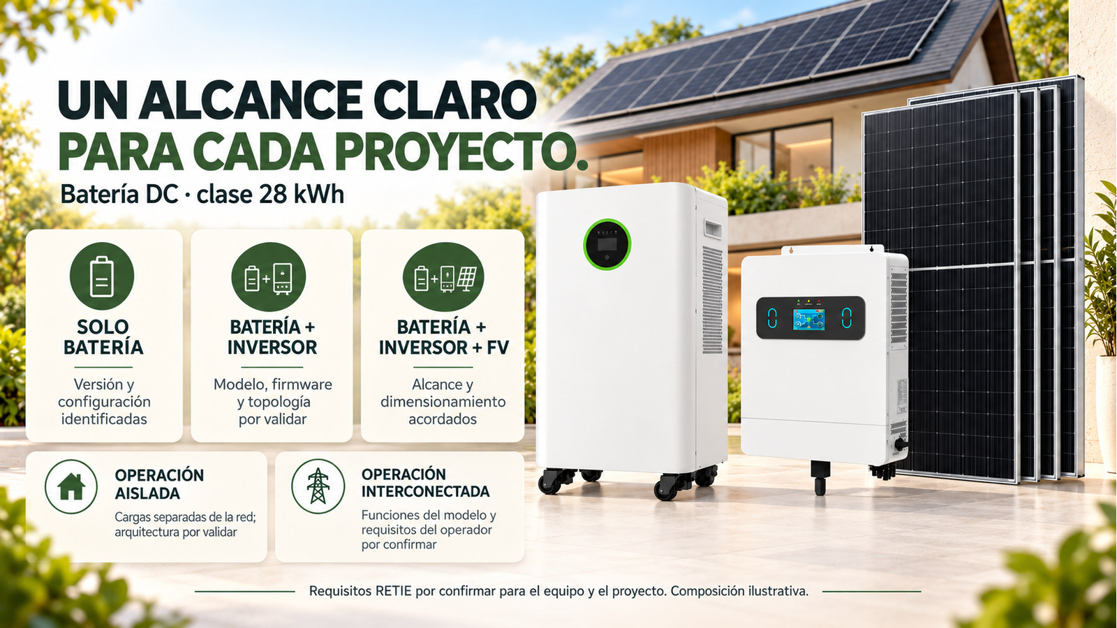Selección y documentación de Batería DC · clase 28 kWh