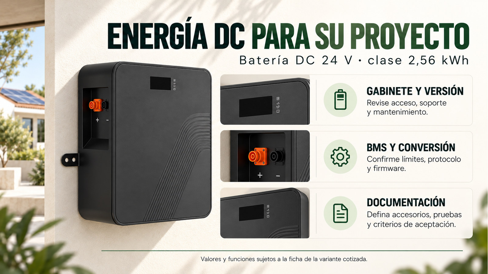 Selección y documentación de Batería DC 24 V · clase 2,56 kWh