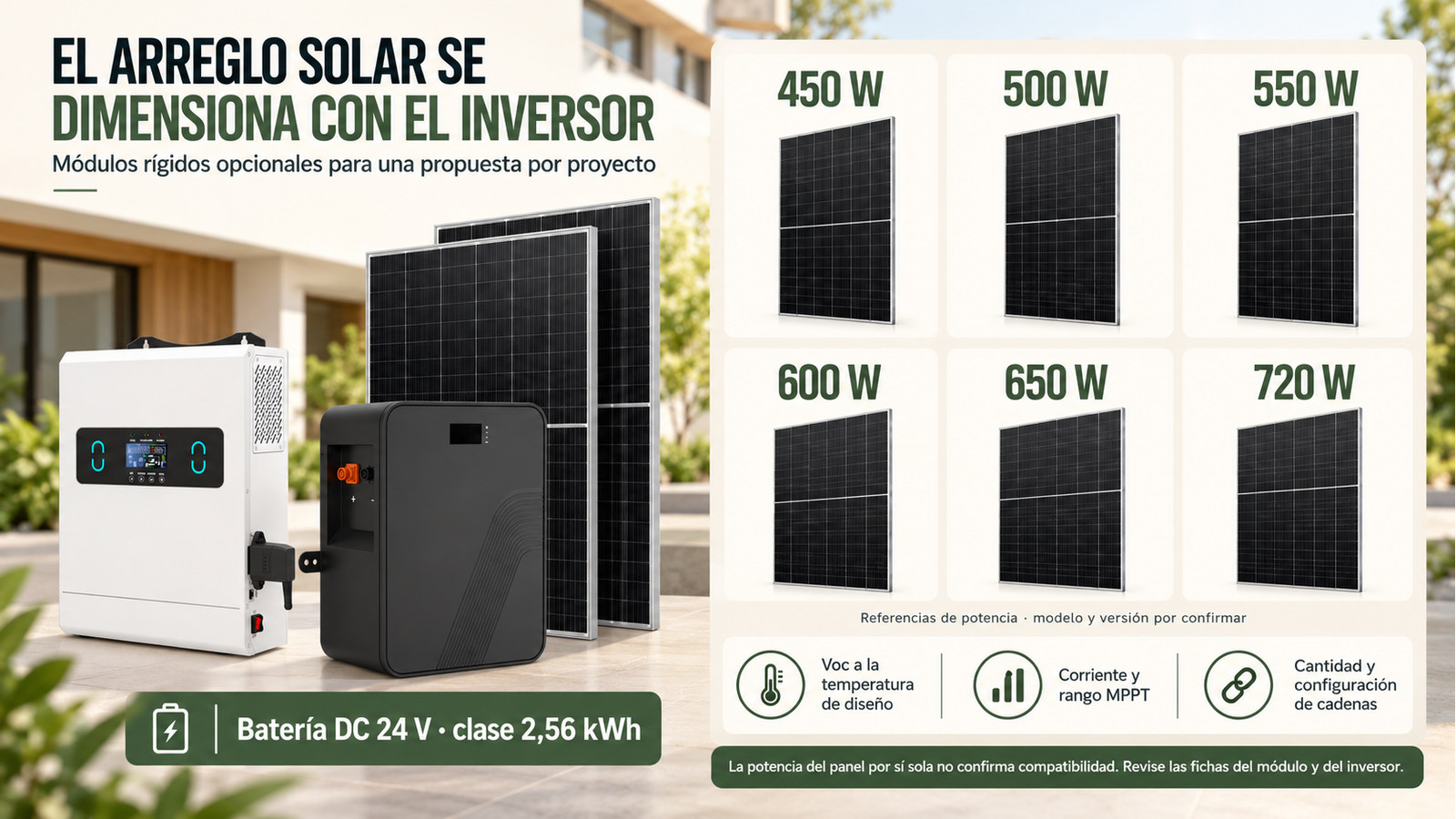Selección y documentación de Batería DC 24 V · clase 2,56 kWh