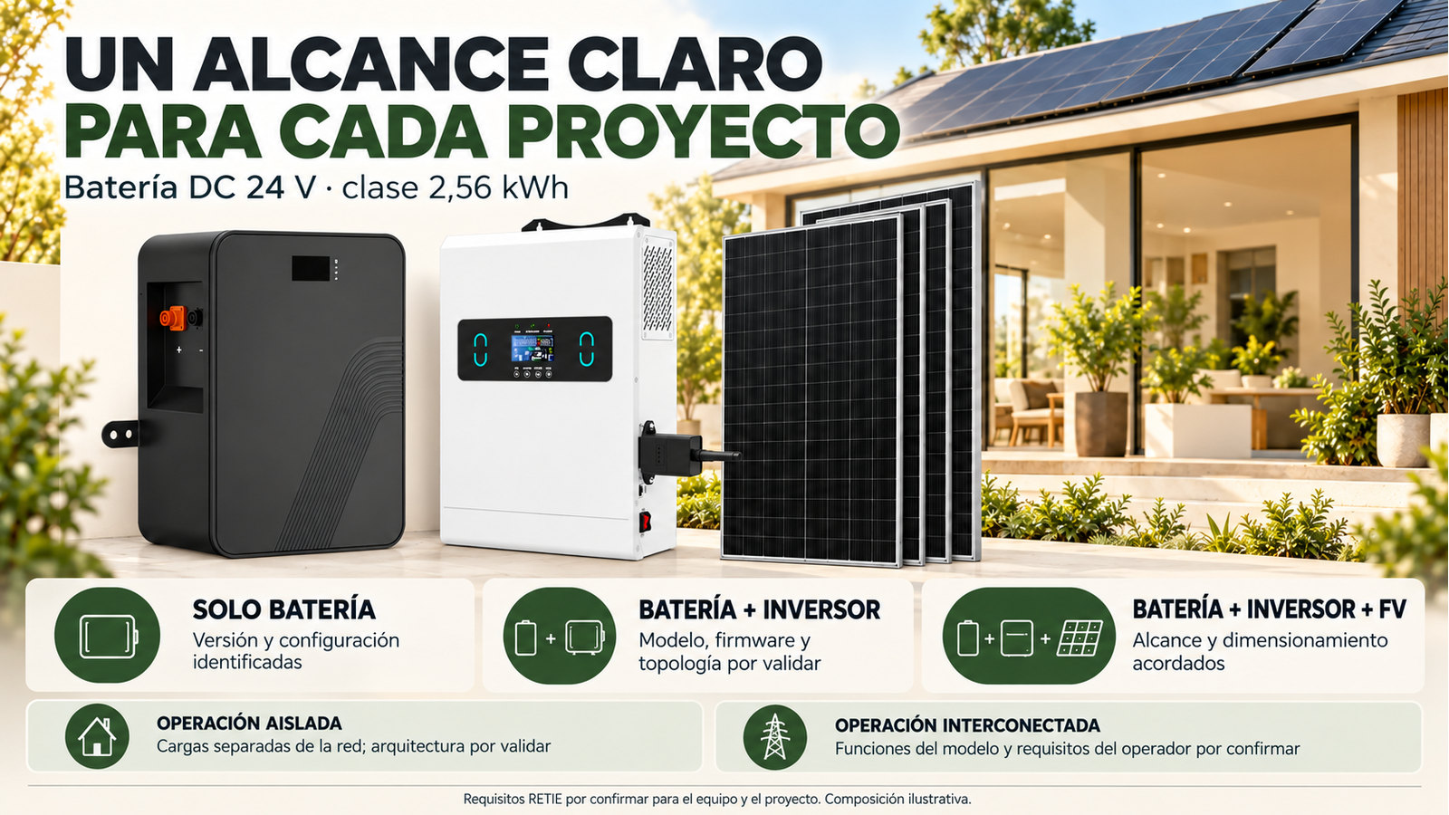 Selección y documentación de Batería DC 24 V · clase 2,56 kWh