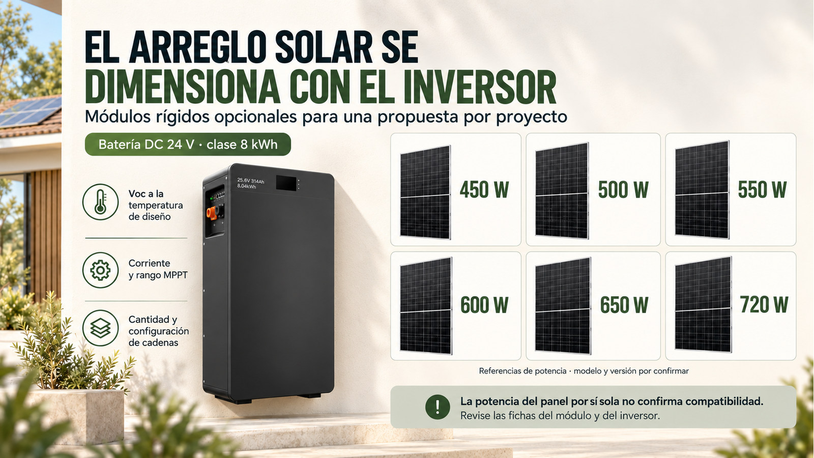 Selección y documentación de Batería DC 24 V · clase 8 kWh