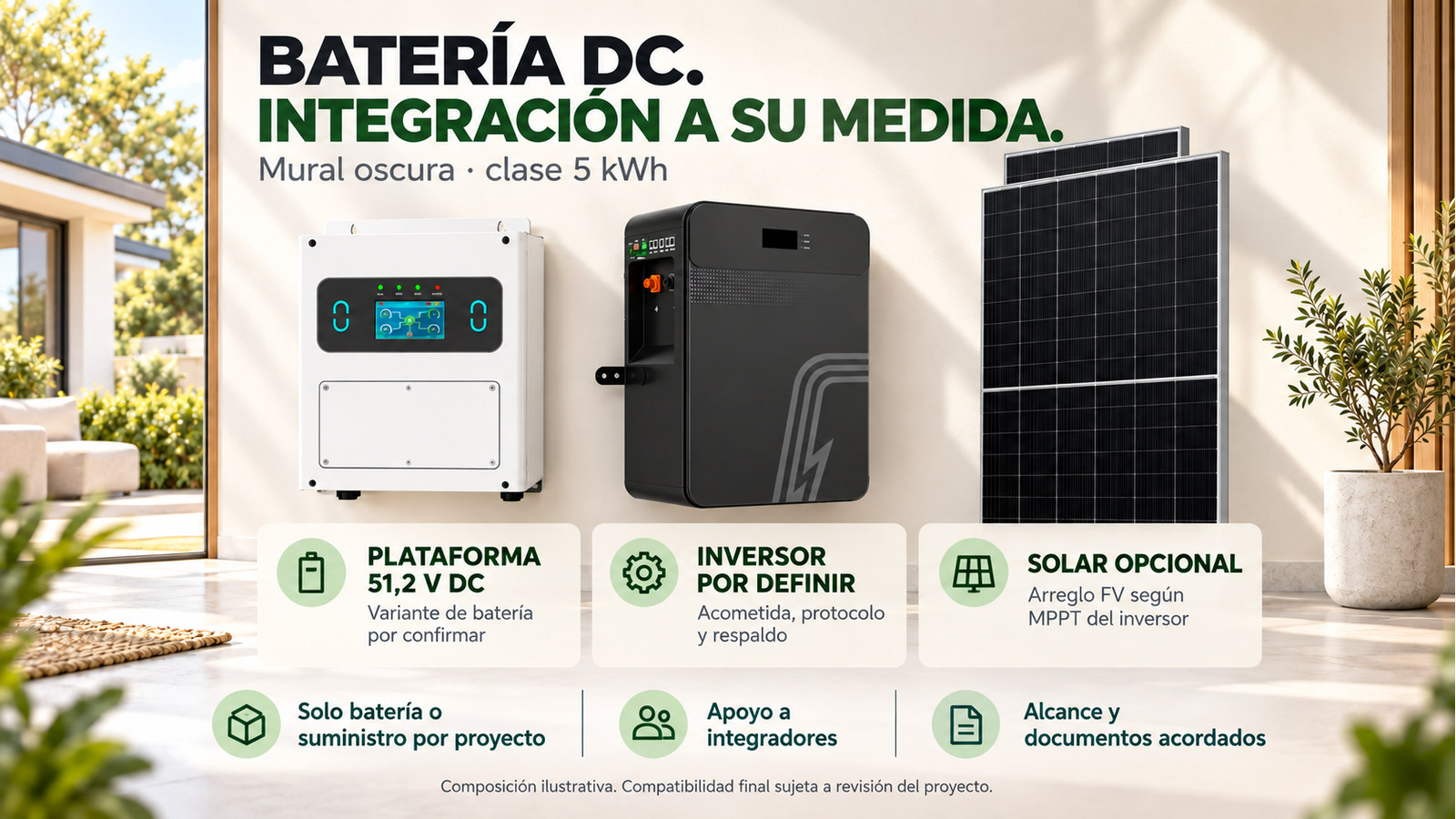 Opciones de suministro y evaluación técnica de Mural oscura · clase 5 kWh