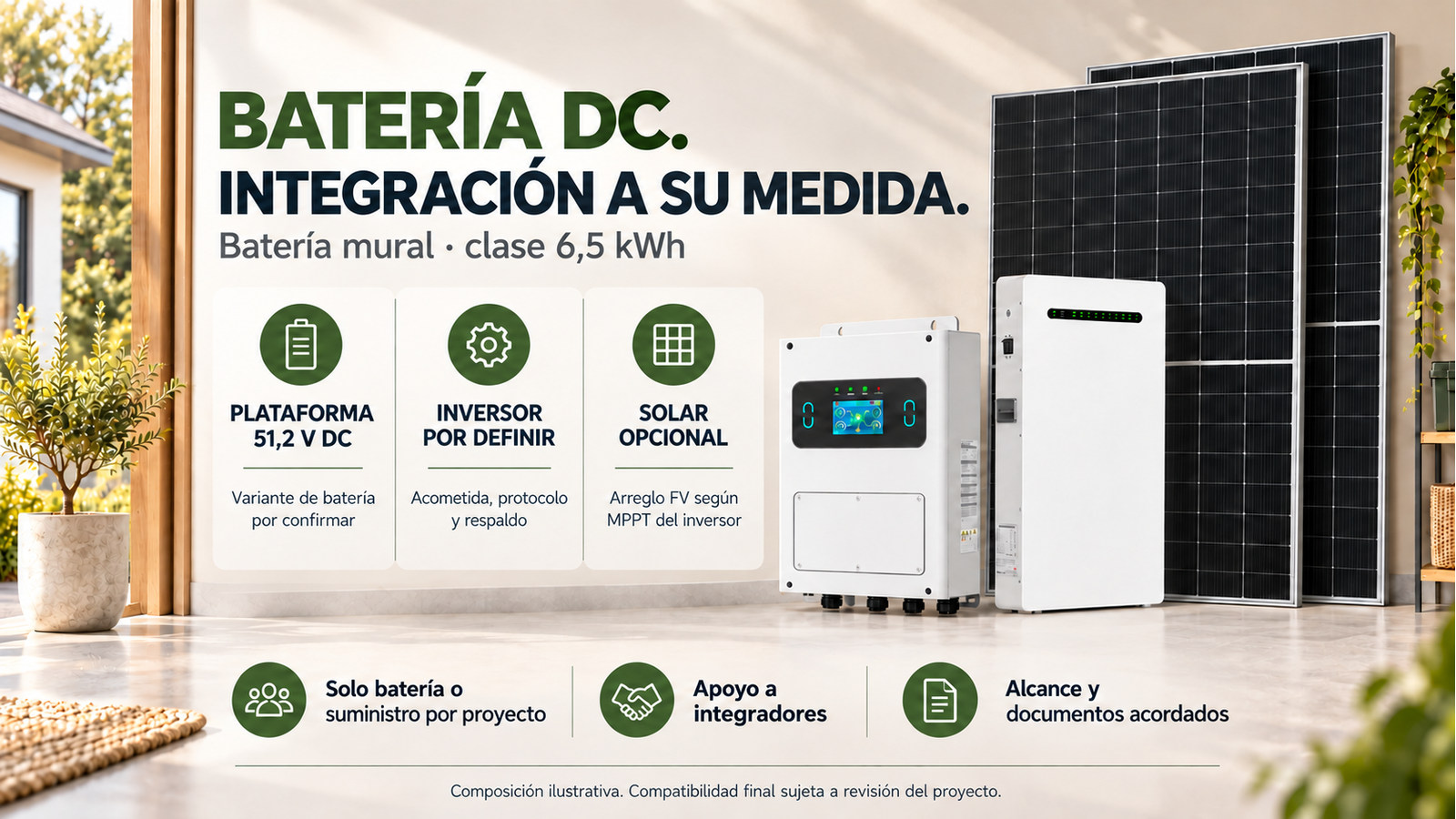 Opciones de suministro y evaluación técnica de Batería mural · clase 6,5 kWh