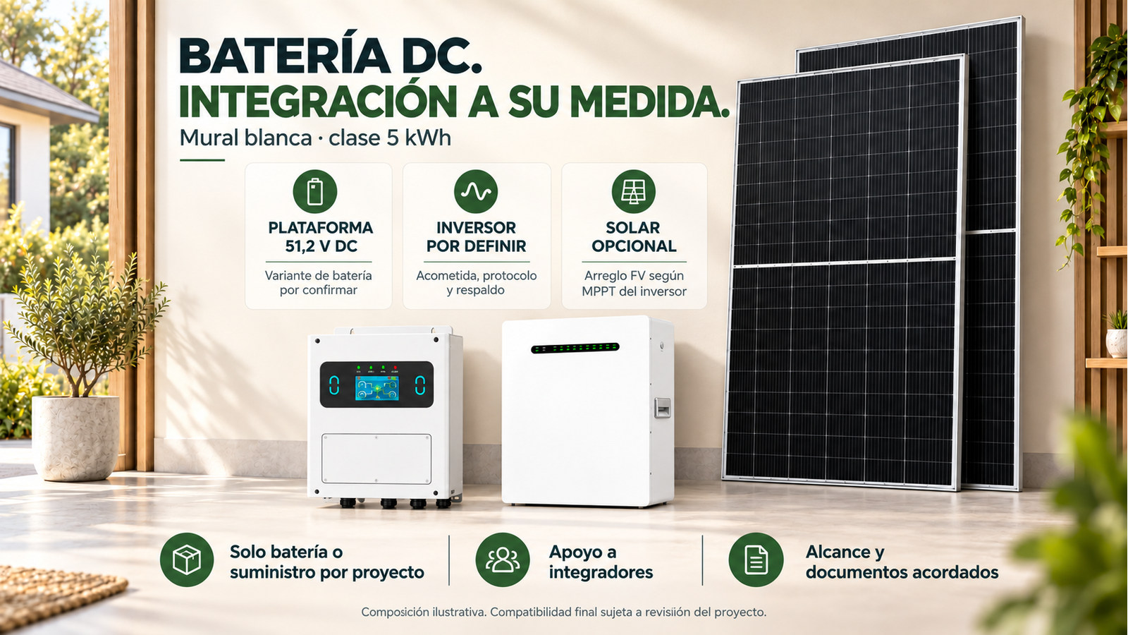 Opciones de suministro y evaluación técnica de Mural blanca · clase 5 kWh