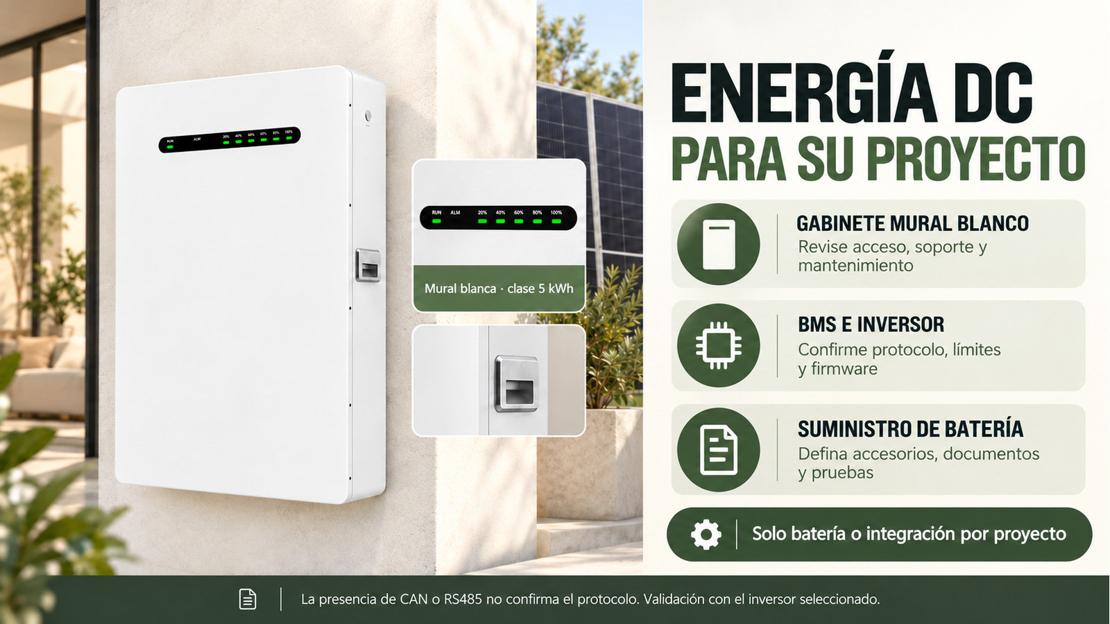 Aspectos de integración, versión y documentación de Mural blanca · clase 5 kWh