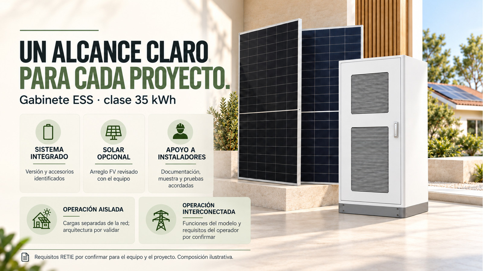 Selección y documentación de Gabinete ESS · clase 35 kWh
