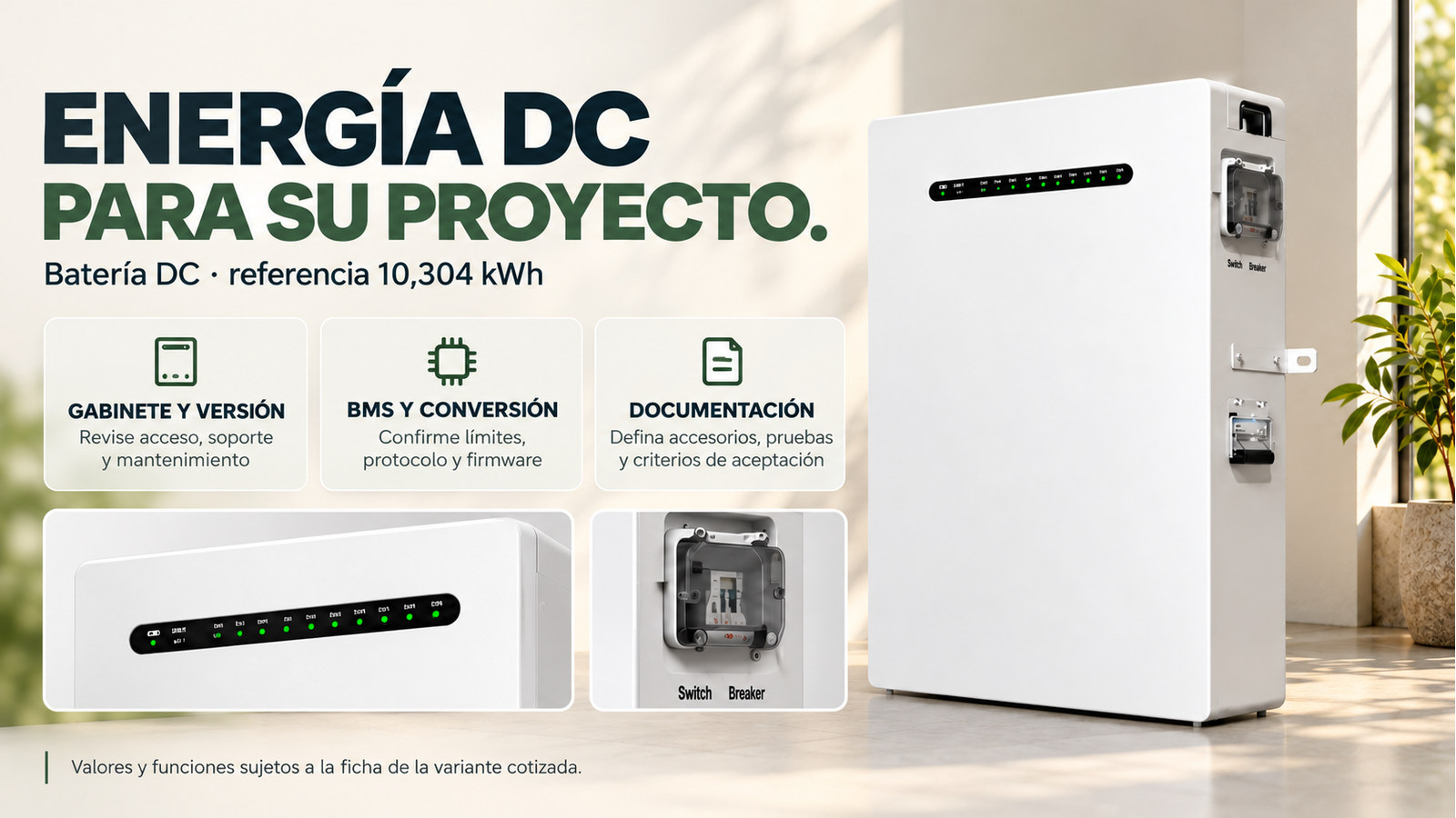 Selección y documentación de Batería DC · referencia 10,304 kWh