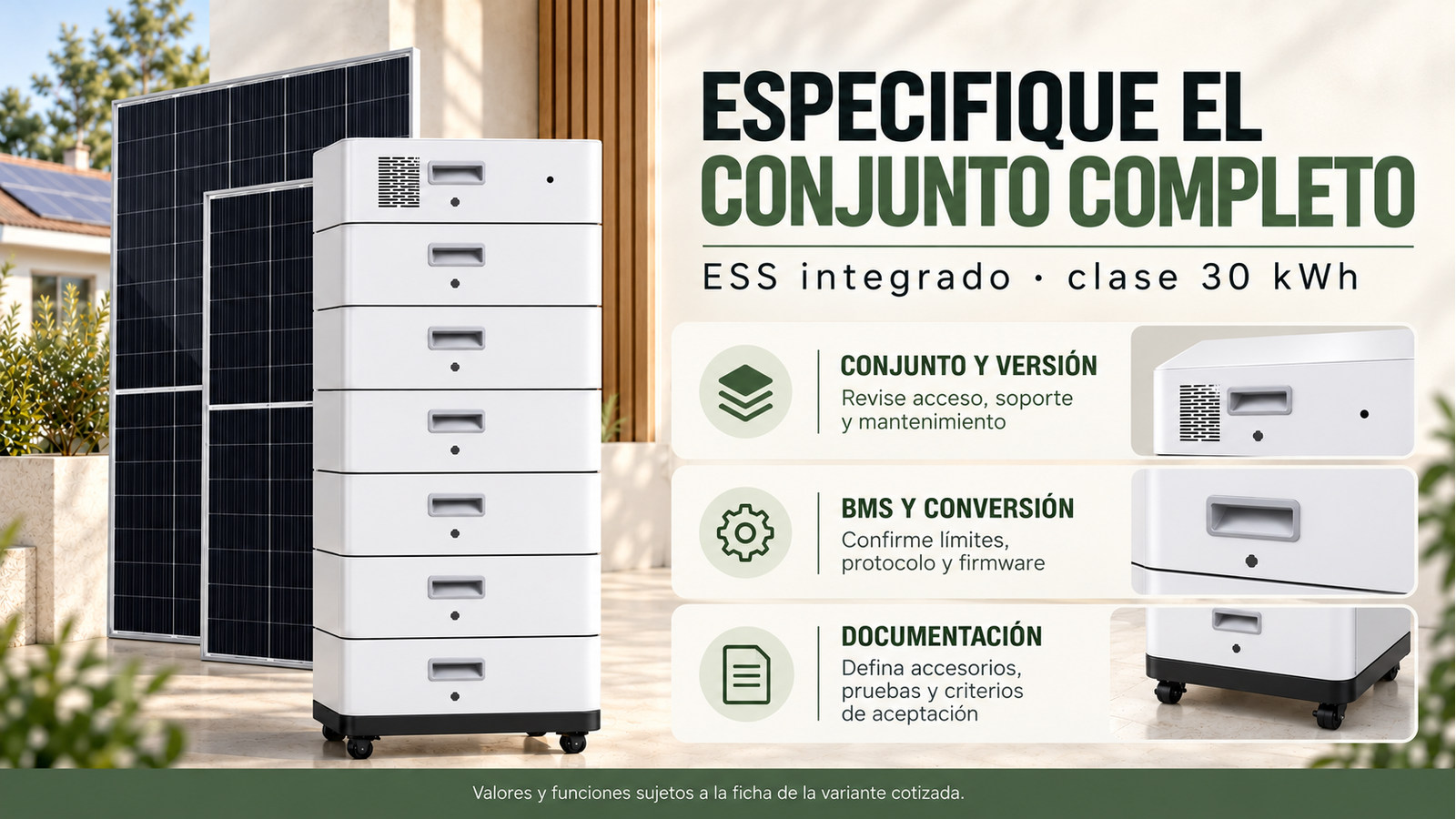 Selección y documentación de ESS integrado · clase 30 kWh