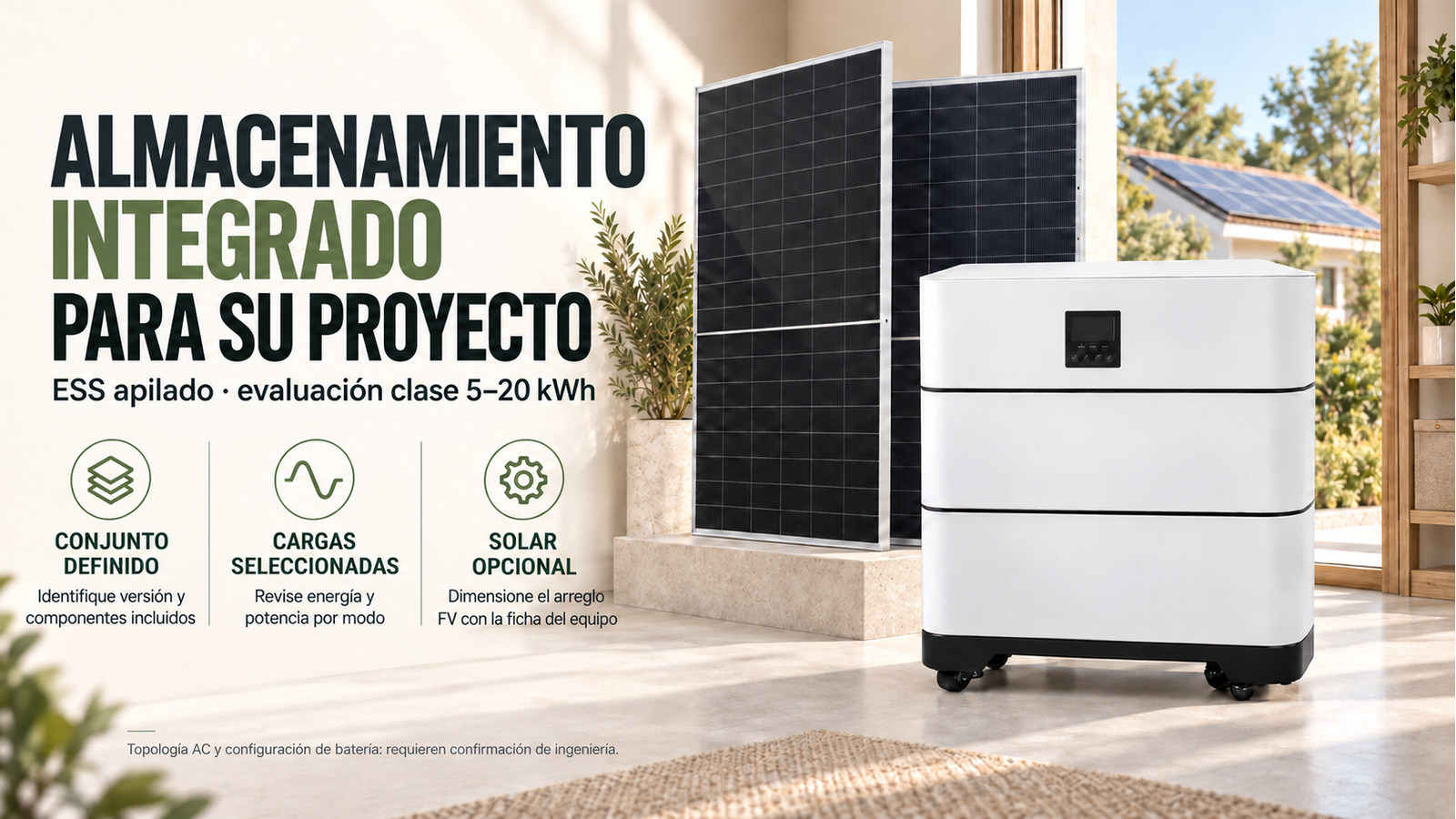Opciones de suministro y evaluación técnica de ESS apilado · evaluación clase 5–20 kWh