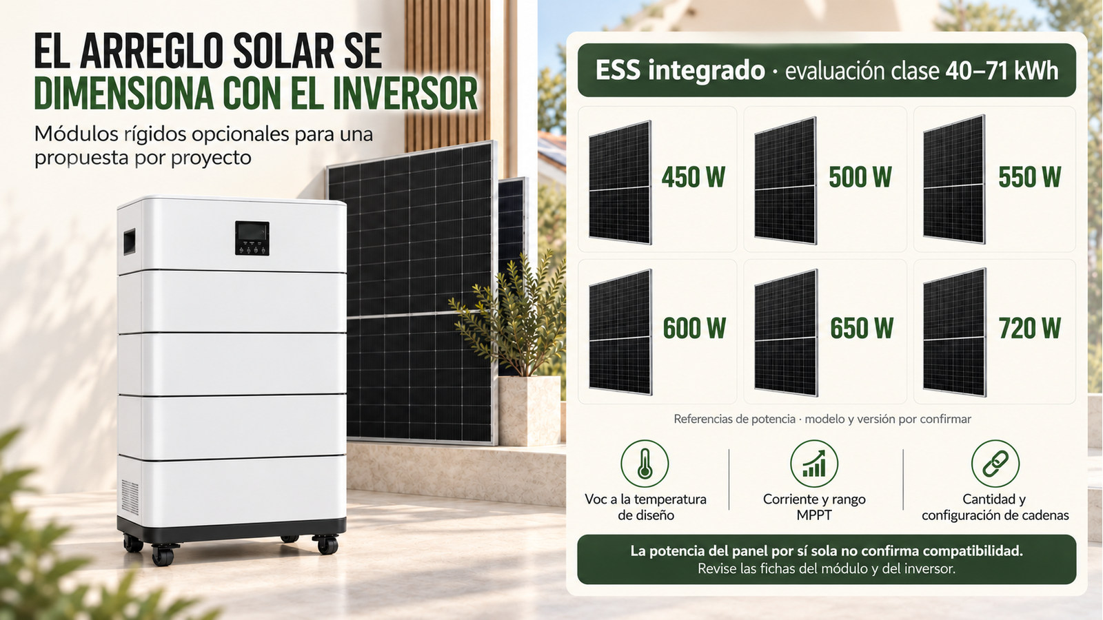 Selección y documentación de ESS integrado · evaluación clase 40–71 kWh