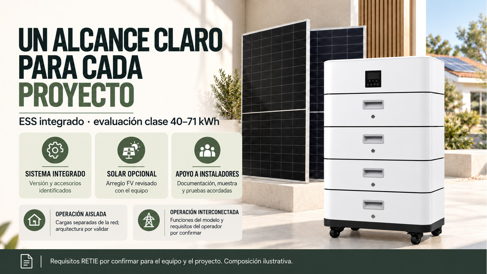 Selección y documentación de ESS integrado · evaluación clase 40–71 kWh