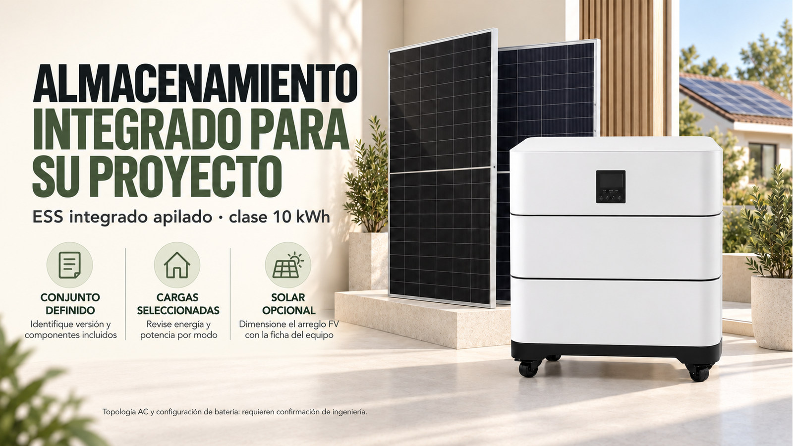 Opciones de suministro y evaluación técnica de ESS integrado apilado · clase 10 kWh