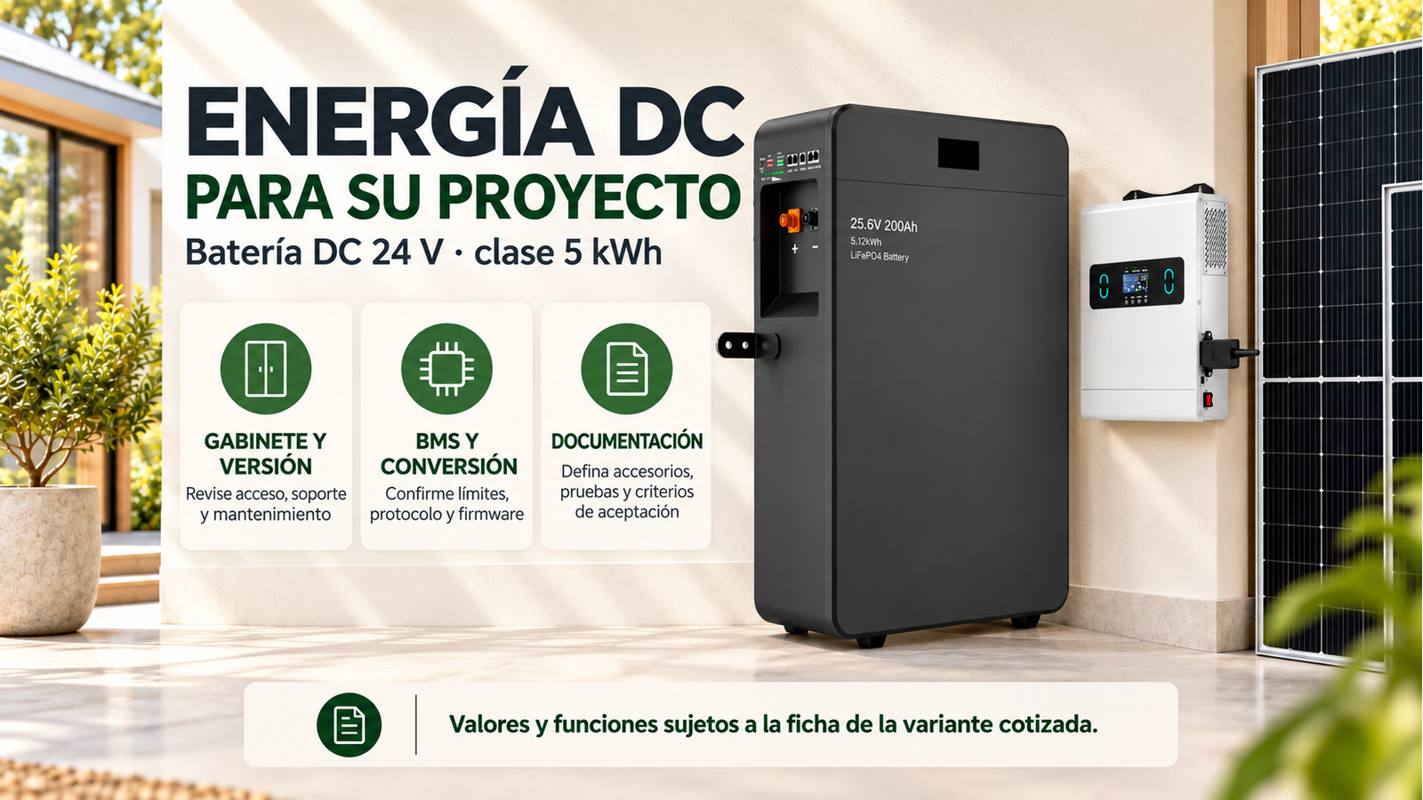 Selección y documentación de Batería DC 24 V · clase 5 kWh