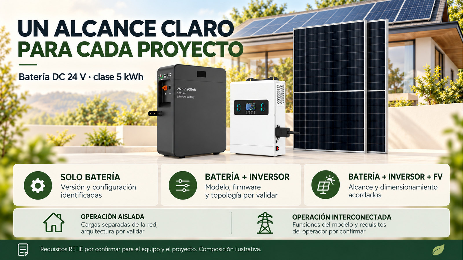 Selección y documentación de Batería DC 24 V · clase 5 kWh