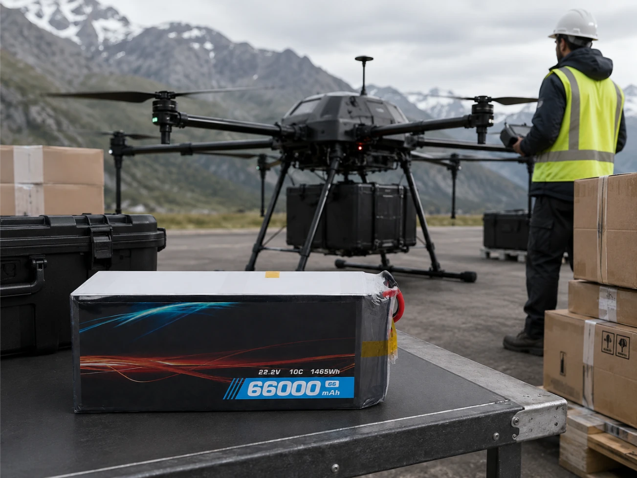 Aplicación de baterías para drones de reparto logístico
