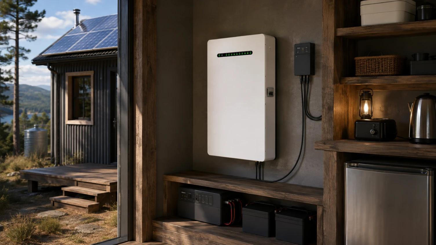 Almacenamiento con baterías solares para cabañas remotas