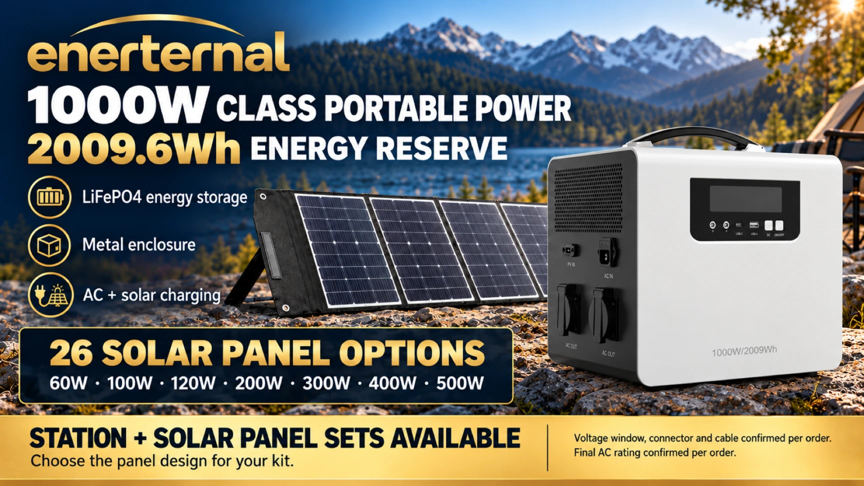 1000W (clase) / 2009.6Wh Estación de energía prismática: opciones de configuración del kit