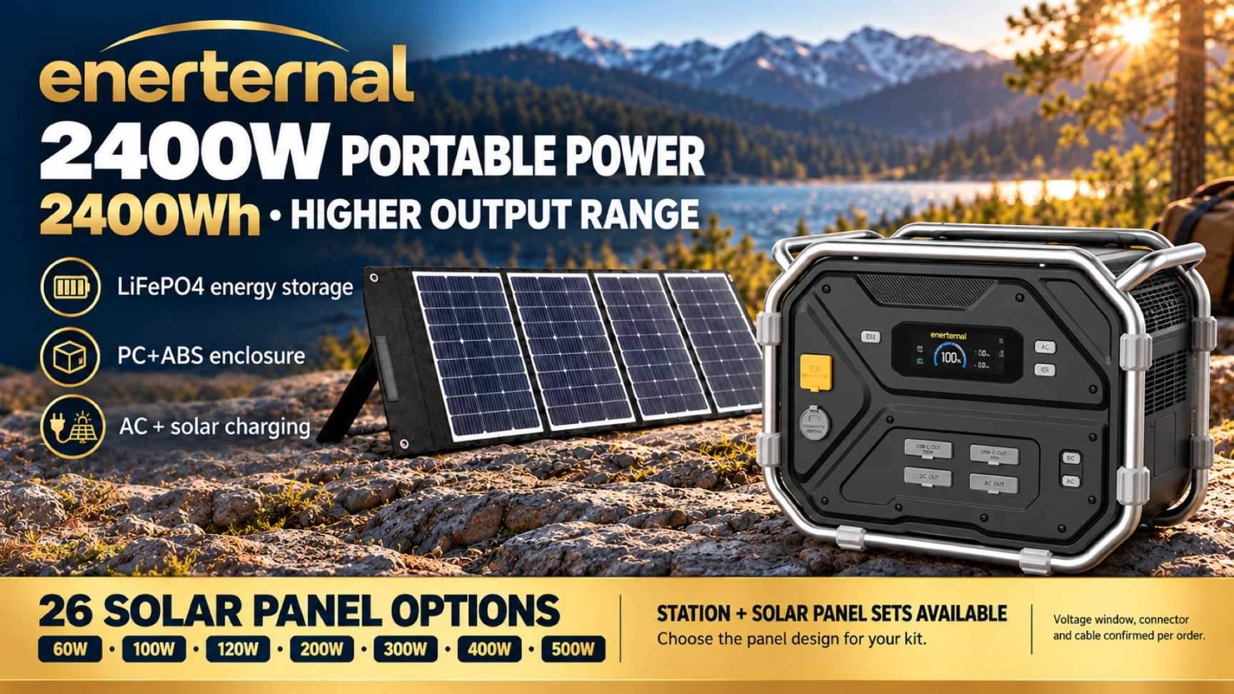 2400W / 2400Wh Estación portátil PC+ABS: opciones de configuración del kit